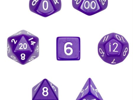 7 Die Polyhedral Dice Set  in Velvet Pouch-Opaque Purple For Cheap