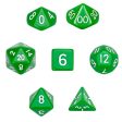 7 Die Polyhedral Dice Set  in Velvet Pouch- Opaque Green Online Sale