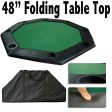 48  Green Felt Octagon Folding Table Top w- Padded Rail For Sale