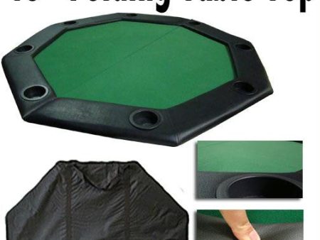 48  Green Felt Octagon Folding Table Top w- Padded Rail For Sale